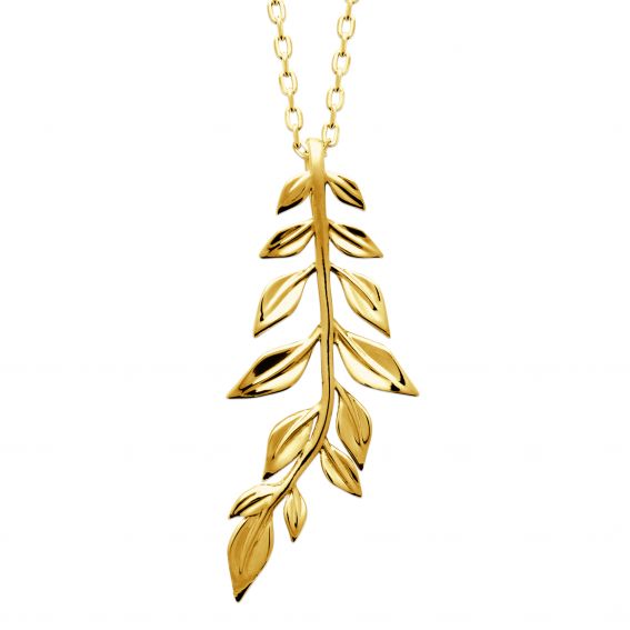 Bijou argent/plaqué or 18k gold plated leaf necklace