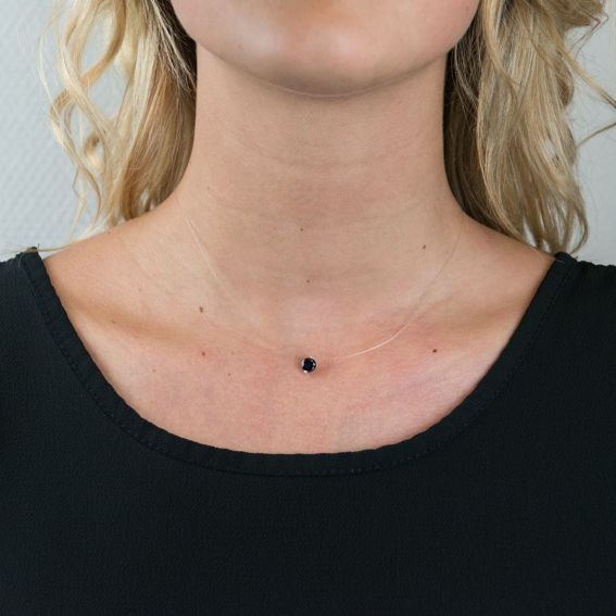 Bijou en argent - zwart nylon koord halsketting
