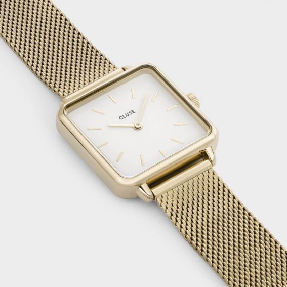 Cluse - Horloge CLUSE - De Tetragon goud mesh / wit