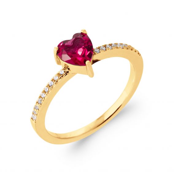 18k gold plated red heart ring