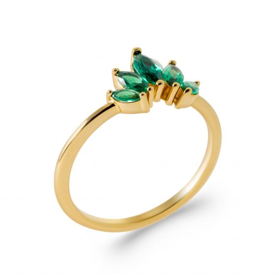 Bijou argent/plaqué or River ring of emerald stones gold plated 18k