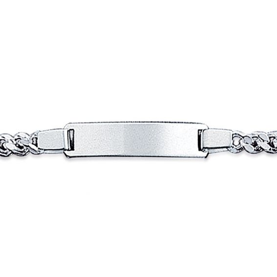 Bijou argent/plaqué or Rhodium-plated baby registration number 16cm 4mm curb link in silver