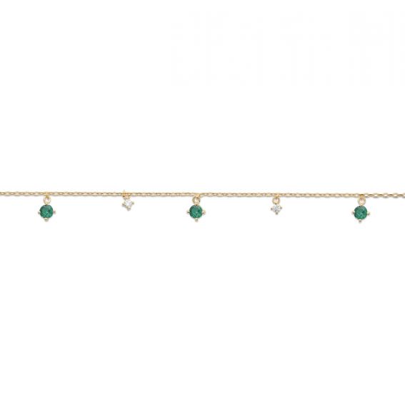 Bijou argent/plaqué or Bracelet with 18k gold-plated emerald stones