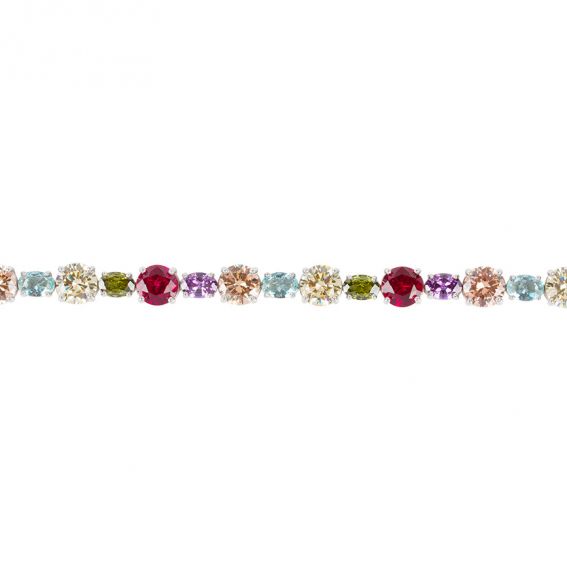 Bijou argent/plaqué or Tennis bracelet with large multicolored stones