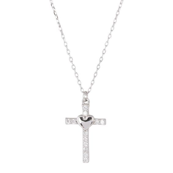 Bijou argent/plaqué or Cross and hearts necklace