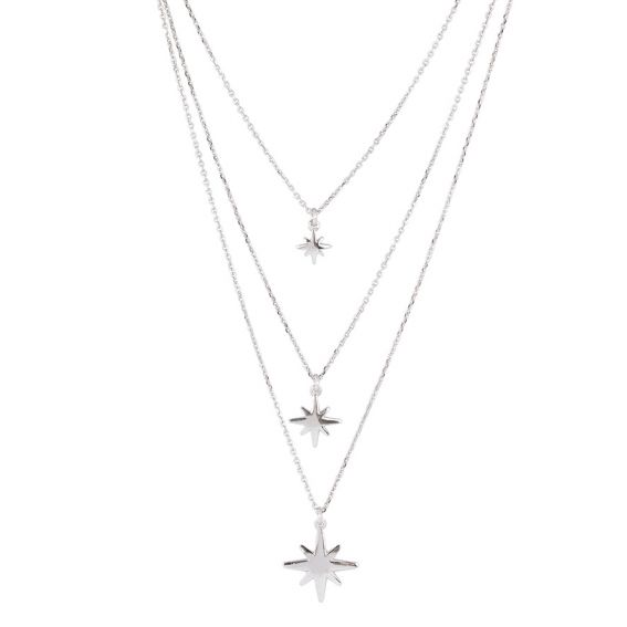 Bijou argent/plaqué or Multi-chain necklace with 3 stars