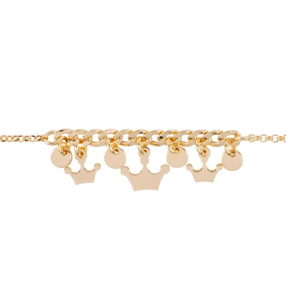 Bijou argent/plaqué or Golden charm crown bracelet