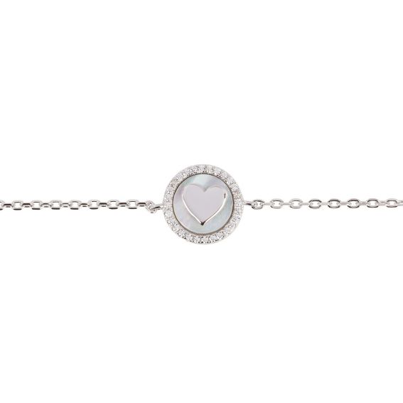 Bijou argent/plaqué or Gemstone and mother-of-pearl heart bracelet