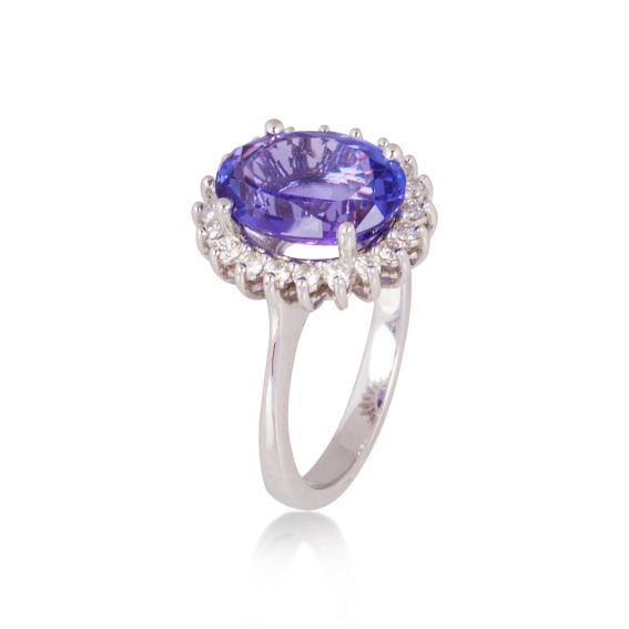 Bijou or et personnalisé Sapphire ring and 20 diamonds 18 carat white gold