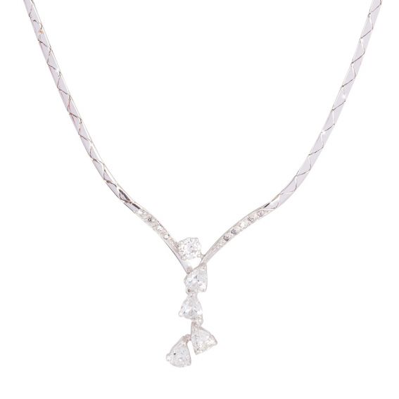 Bijou or et personnalisé Necklace with 5 diamonds in 18 carat white gold