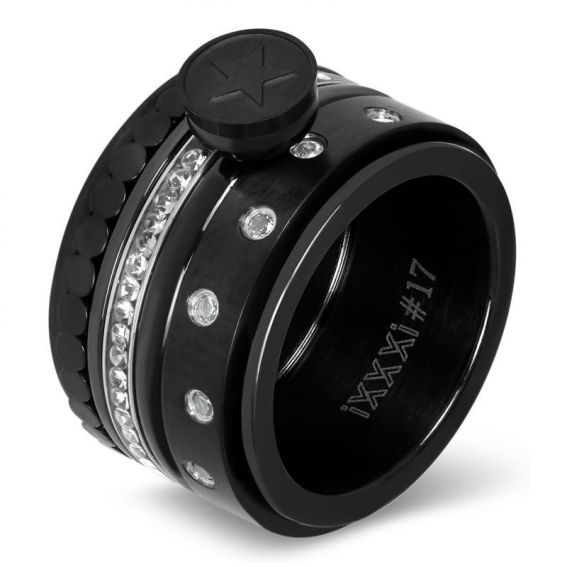Anneau iXXXi 14 pierres noires mate iXXXi - Bague et bijoux iXXXi