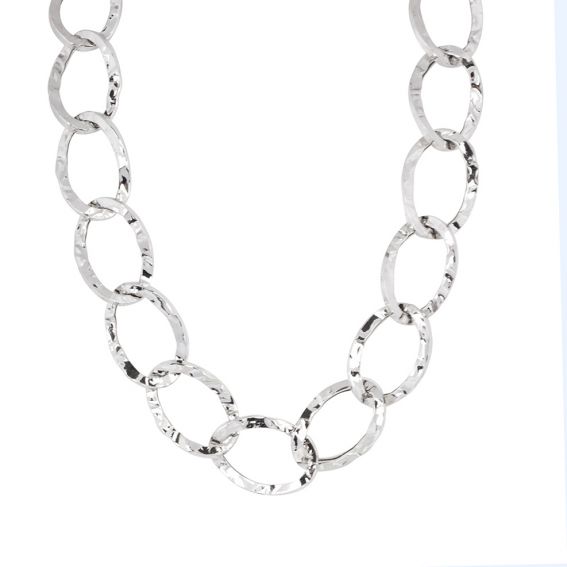 Bijou argent/plaqué or Mailles martelées argentées