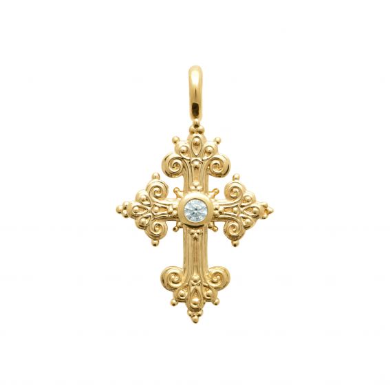 Bijou argent/plaqué or 18k gold plated cross pendant