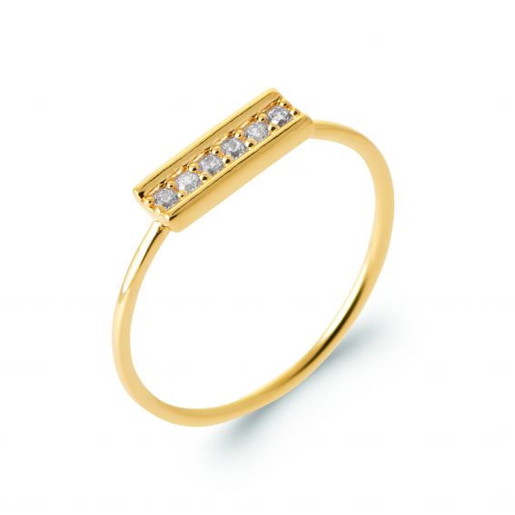 Bijou argent/plaqué or 18k gold plated gemstone bar ring