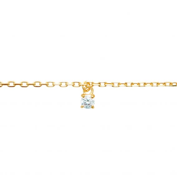 Bijou argent/plaqué or 18k gold plated anklet chain with solitaire stone