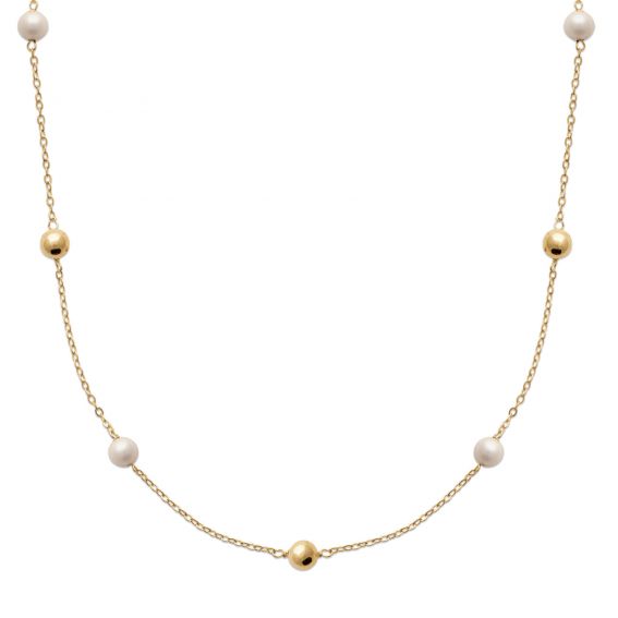 Bijou argent/plaqué or 18k gold plated necklace with pearls