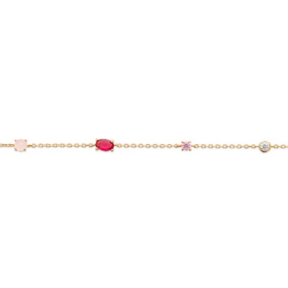 Bijou argent/plaqué or Bracelet avec pierres multicolores plaqué or 18k