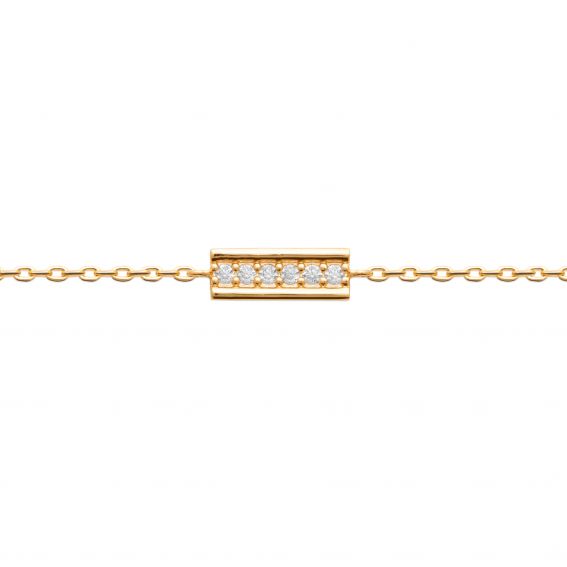 Bijou argent/plaqué or Stoned bar bracelet 18k gold plated