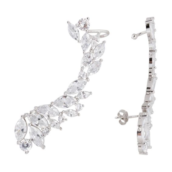 Zilveren oorhaak met stenen...