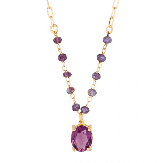 Bijou argent/plaqué or Golden necklace with purple stones