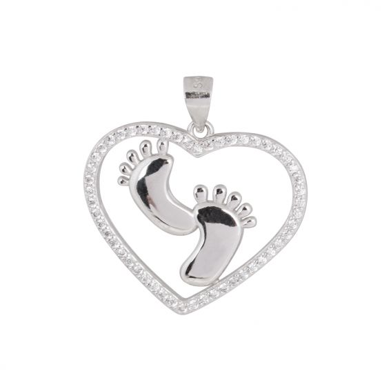 Bijou argent/plaqué or heart pendant with feet