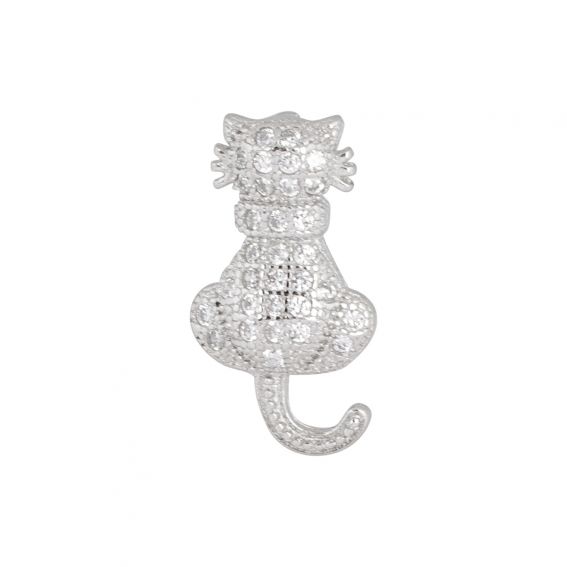 Bijou argent/plaqué or Cat pendant with stones