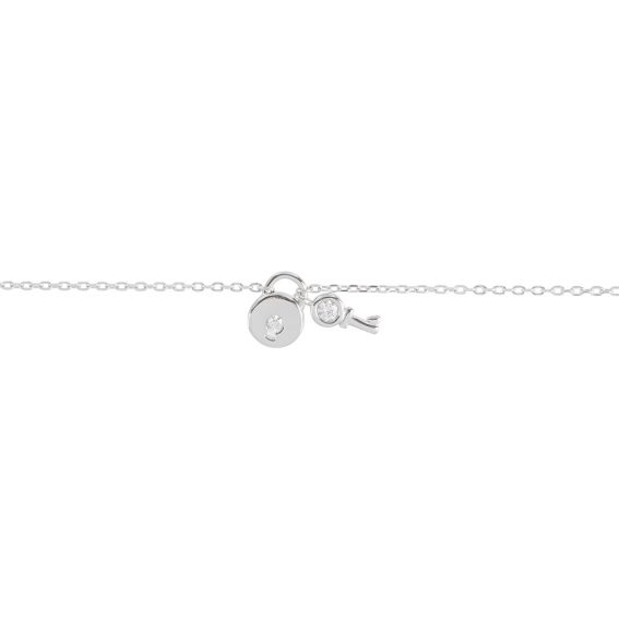Bijou argent/plaqué or Bracelet cadenas avec clé