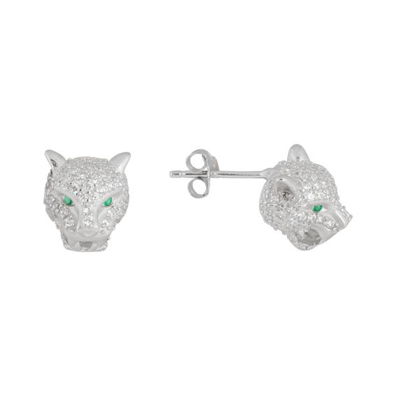 Bijou argent/plaqué or Tiger drills with emerald stones