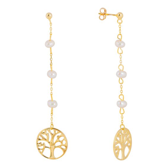 Bijou argent/plaqué or Tree of life drills with beads