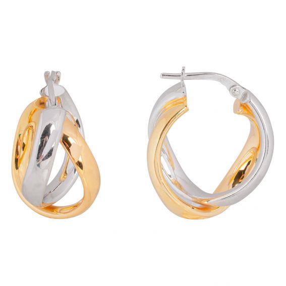 Two-tone double hoop earrings