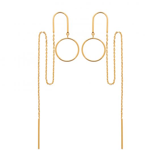 Bijou argent/plaqué or Golden round triple earrings