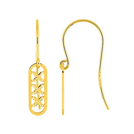 Bijou or et personnalisé 9 carat yellow gold triplet hoop earrings