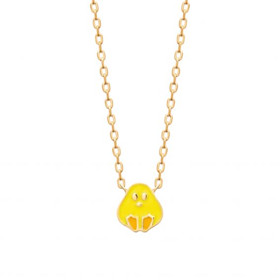 Bijou argent/plaqué or 18k gold plated enameled chick necklace