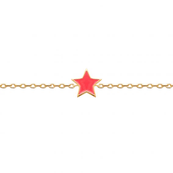Bijou argent/plaqué or Bracelet  plaqué or 18k avec étoile émaillée rose