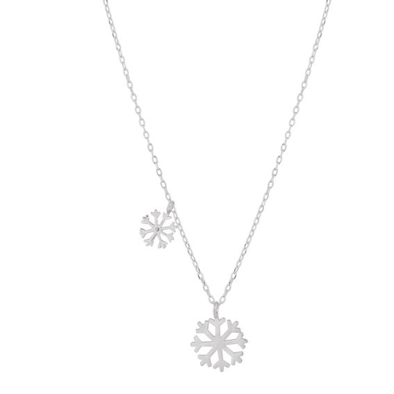 Bijou argent/plaqué or double snowflake necklace in 925 silver