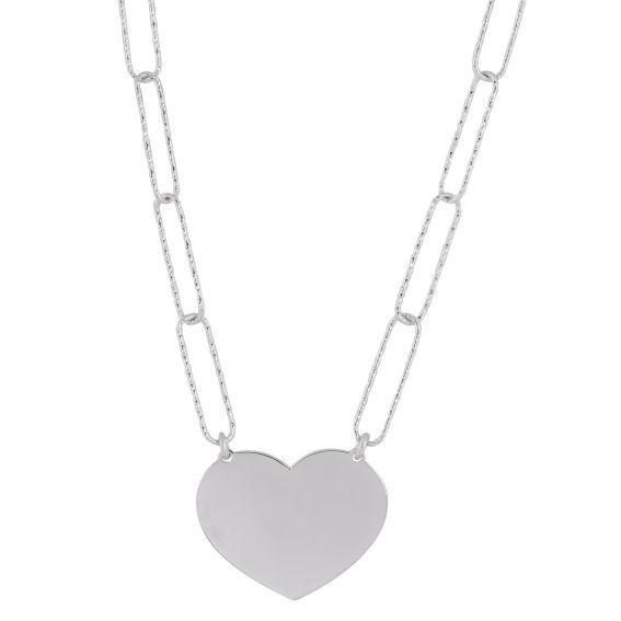 Bijou argent/plaqué or heart necklace on rounded mesh in 925 silver