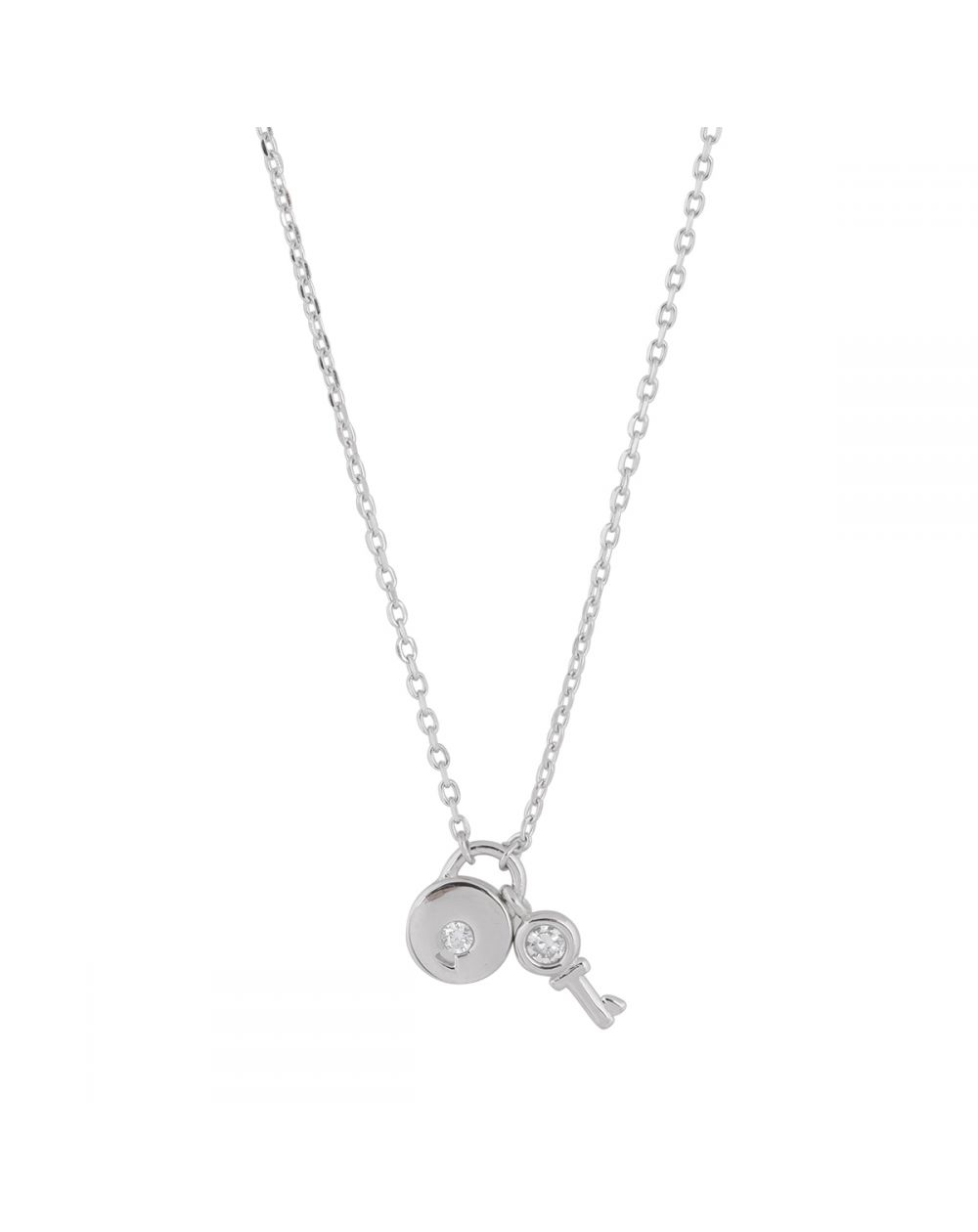 collier mini cadenas et clés pendants en argent 925 et pierres