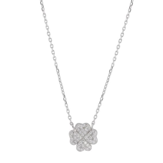 Bijou argent/plaqué or clover necklace in 925 silver and stones