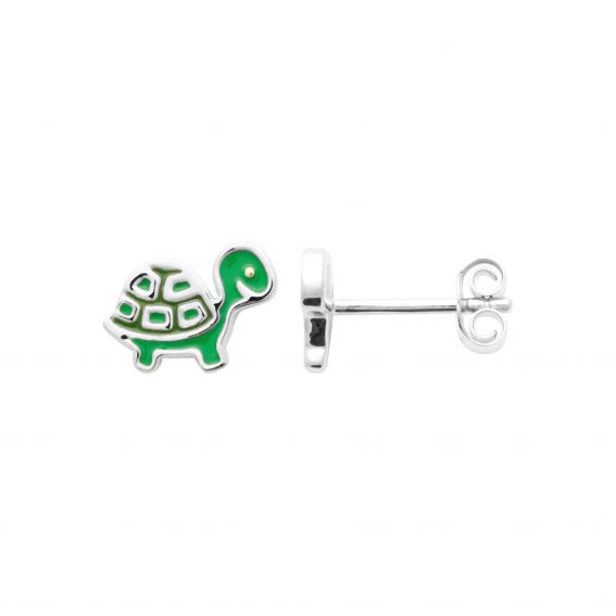Bijou argent/plaqué or 925 silver green enameled turtle drill