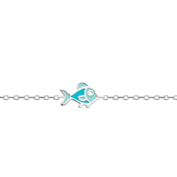 Bijou argent/plaqué or Bracelet en argent 925 avec poisson émaillé