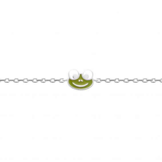 Bijou argent/plaqué or 925 silver bracelet with green enameled frog