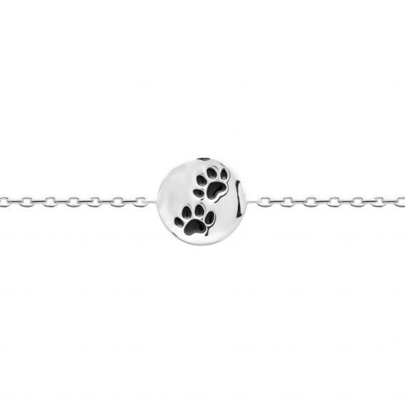 Bijou argent/plaqué or 925 silver bracelet with round dog paw lozenge