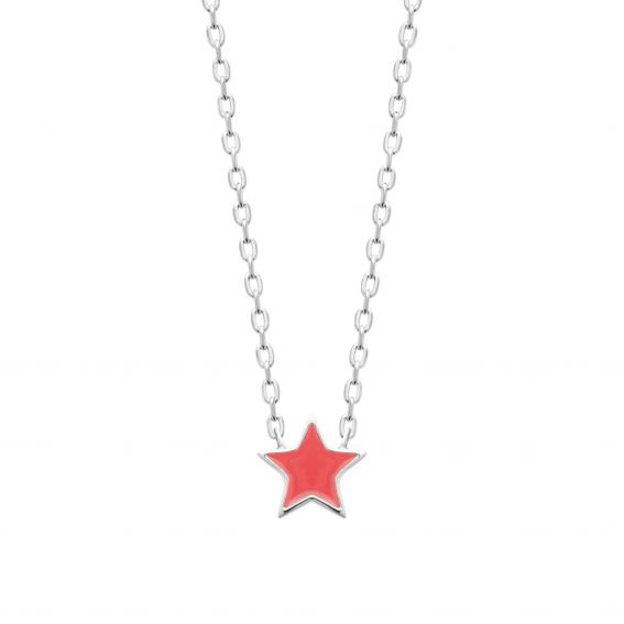 Bijou argent/plaqué or 925 silver pink enameled star necklace