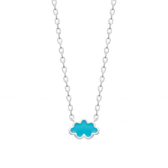 Bijou argent/plaqué or 925 silver blue enamelled cloud necklace
