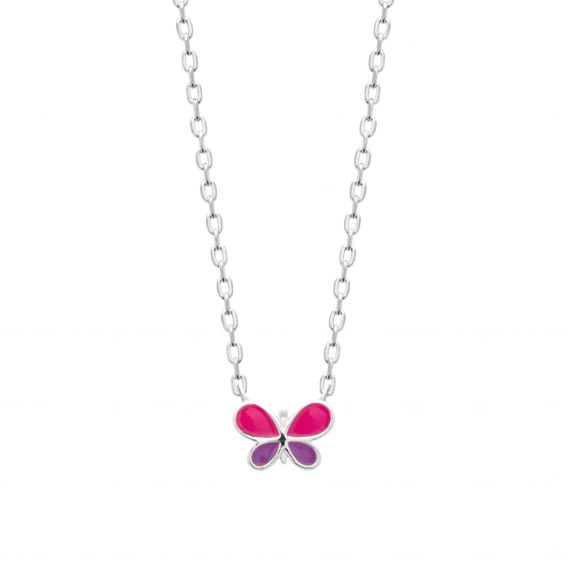 Bijou argent/plaqué or 925 silver enameled butterfly necklace