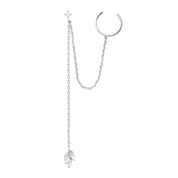 Bijou argent/plaqué or Zircon drill and hanging leaves double silver chains 925