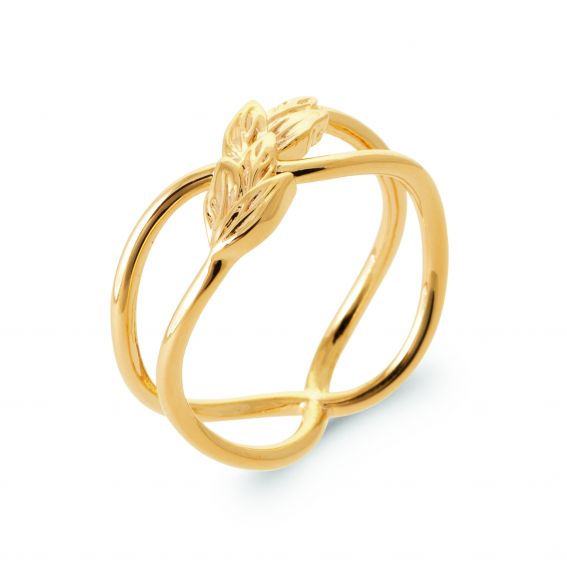 Bijou argent/plaqué or 4 leaf interwoven ring in 18k gold plated