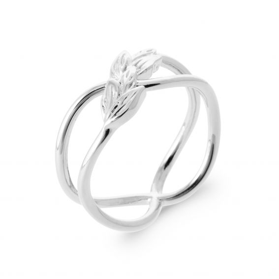 Bijou argent/plaqué or 4 leaf intertwined ring in 925 silver