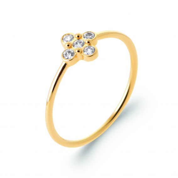 Thin cross ring in 18k plated