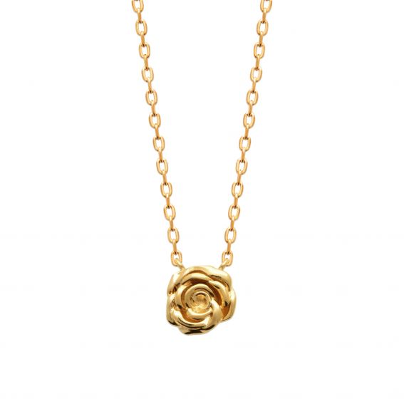 Bijou argent/plaqué or 18k gold plated rose necklace